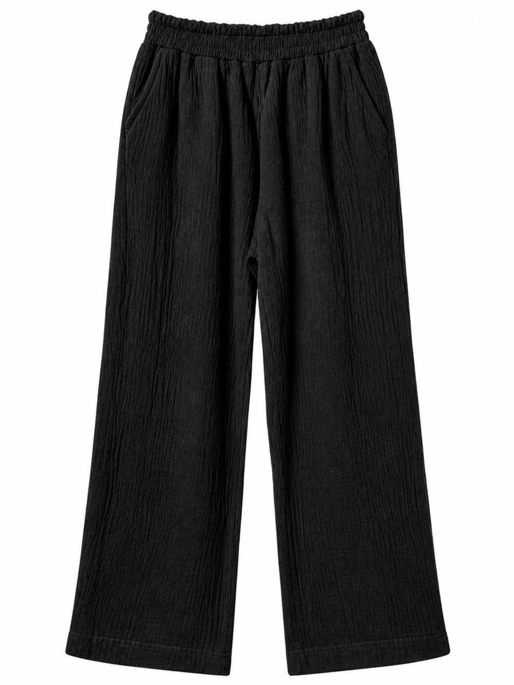Shade & Shore Black Wide-Leg Elastic-Waist Joggers